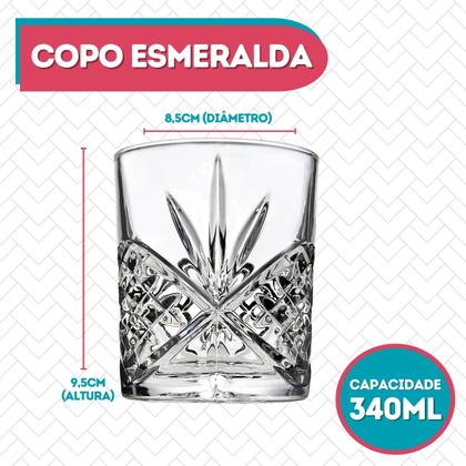 Imagem de Jogo Copos de Whisky Linha Esmeralda 340ml - Kit 10 Unidades