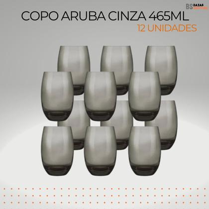 Imagem de Jogo Copos Vidro Suco Agua Aruba 465Ml Nadir Cinza 12 uni