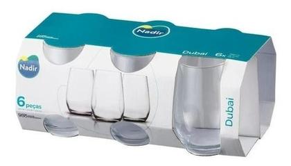Imagem de Jogo Copos Vidro Suco Agua Dubai 480 Ml Nadir Kit Com 6