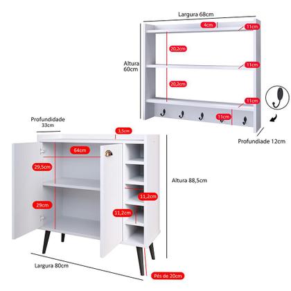 Imagem de Jogo Cozinha Completa Aparador Buffet Adega Madero Armário Suspenso Ganchos Organizadores Amélia - RPM Móveis