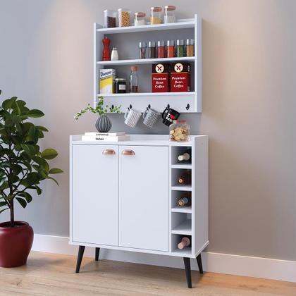 Imagem de Jogo Cozinha Completa Aparador Buffet Adega Madero Armário Suspenso Ganchos Organizadores Amélia - RPM Móveis