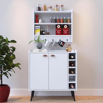 Imagem de Jogo Cozinha Completa Aparador Buffet Adega Madero Armário Suspenso Ganchos Organizadores Amélia - RPM Móveis