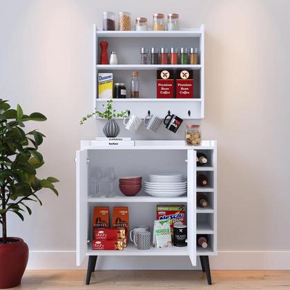 Imagem de Jogo Cozinha Completa Aparador Buffet Adega Madero Armário Suspenso Ganchos Organizadores Amélia - RPM Móveis