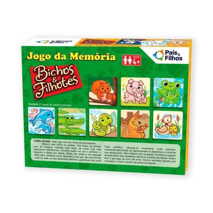 Imagem de Jogo da Memoria Bichos e Filhotes com 54 Pecas  Pais e Filhos