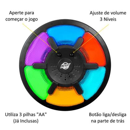 Imagem de Jogo Da Memória Eletrônico Acerte A Sequência De Luzes 6 Cores Jogar com a Família