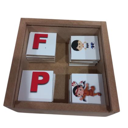 Imagem de Jogo da Memória em Madeira MDF - Figura e Letra Inicial do Alfabeto Completo 52 Peças Brinquedo Pedagógico