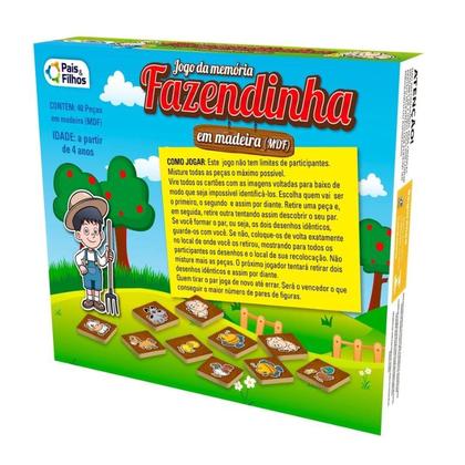 Imagem de Jogo Da Memoria Fazendinha em Madeira - Pais e Filhos