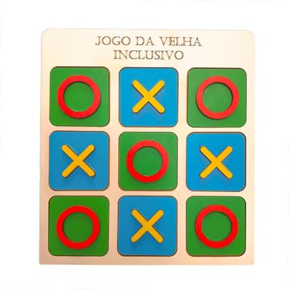 Imagem de Jogo da velha tátil inclusão de madeira tabuleiro