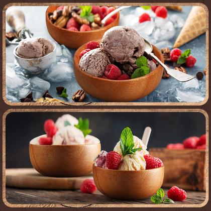 Imagem de Jogo de 10 Tigelas de Madeira de Acácia Skylety - Ideal para Saladas e Molhos