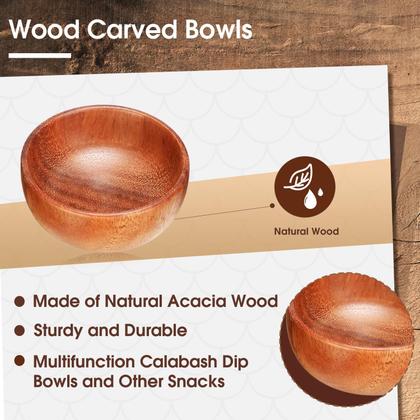 Imagem de Jogo de 10 Tigelas de Madeira de Acácia Skylety - Ideal para Saladas e Molhos