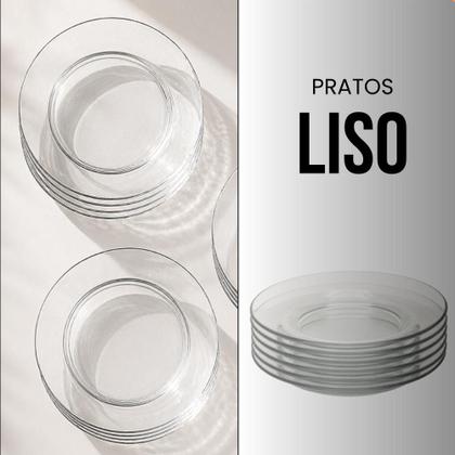 Imagem de Jogo de 12 Pratos Fundos de Vidro Transparente