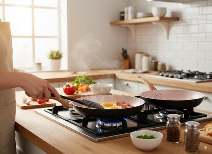 Imagem de Jogo de 2 Frigideiras Antiaderentes em Cerâmica Cabo Silicone e Espátula