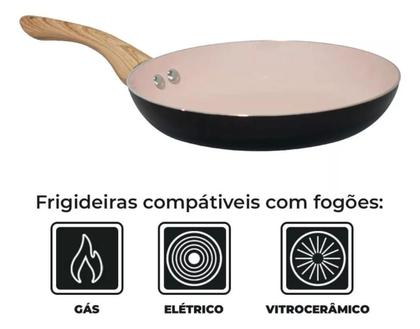 Imagem de Jogo de 2 Frigideiras Antiaderentes em Cerâmica Cabo Silicone e Espátula
