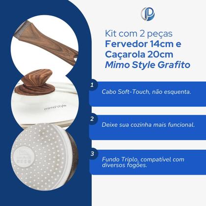 Imagem de Jogo de 2 peças com Fervedor e Caçarola Mimo Style Grafito