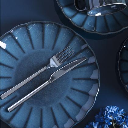 Imagem de Jogo De 2 Pratos Azul Scallop 21cm 27cm P/ Mesa Posta Decor