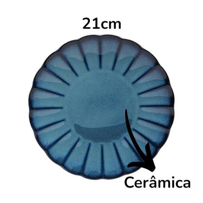 Imagem de Jogo De 2 Pratos Azul Scallop 21cm 27cm P/ Mesa Posta Decor