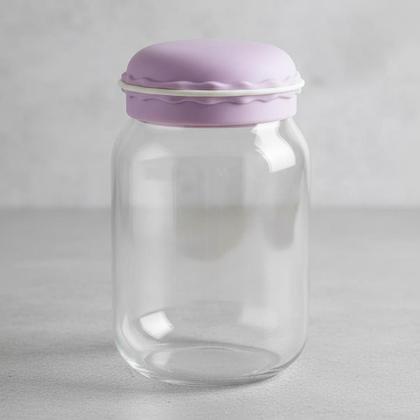 Imagem de Jogo De 3 Potes De Vidro Com Tampa Macaron Colorido Roxo