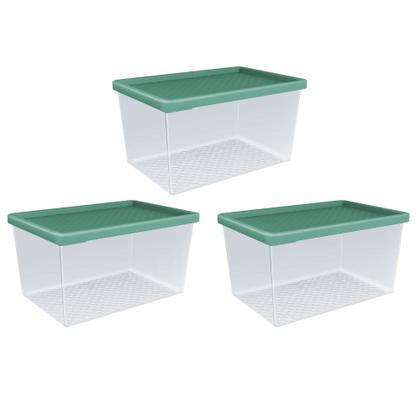 Imagem de Jogo De 3 Potes Organizadores Com Tampa Multiuso Porta Mantimentos Cozinha 2,9L UZ