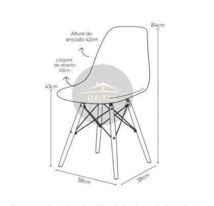 Imagem de Jogo de 4 Cadeiras Charles Eames Wood Design Eiffel Azul Atlântico