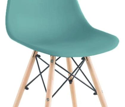 Imagem de Jogo de 4 Cadeiras Charles Eames Wood Design Eiffel Azul Atlântico
