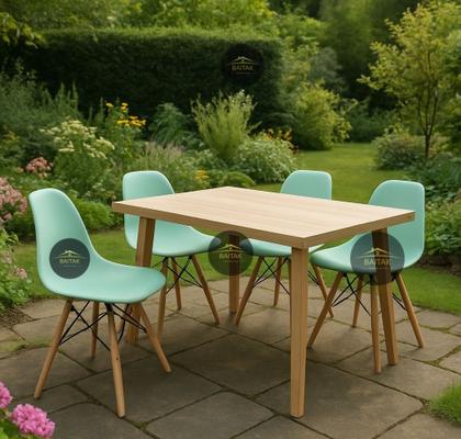 Imagem de Jogo de 4 Cadeiras Charles Eames Wood Design Eiffel Azul Surf