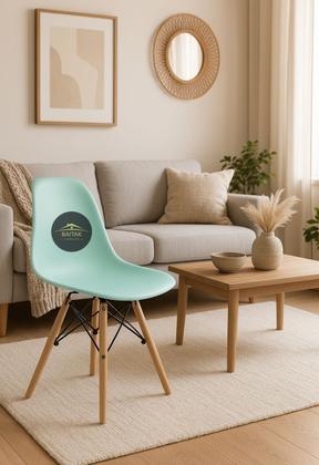 Imagem de Jogo de 4 Cadeiras Charles Eames Wood Design Eiffel Azul Surf