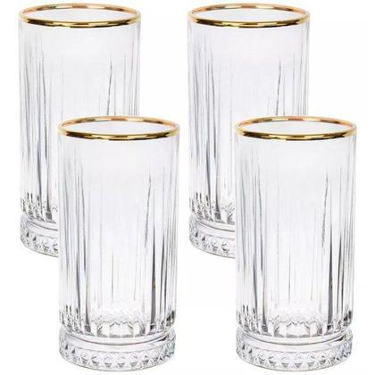 Imagem de Jogo de 4 Copos ALTOS com Borda Dourada Elysia 450ML - Pasabahce