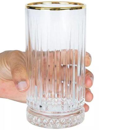 Imagem de Jogo de 4 Copos ALTOS com Borda Dourada Elysia 450ML - Pasabahce