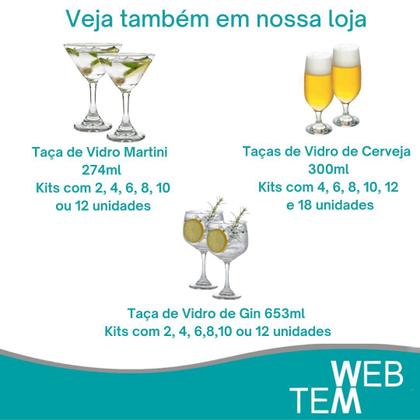 Imagem de Jogo de 4 Copos de Cerveja de Vidro 300ml Taça de Bebidas Resistente Para Celebrações e Festas, Mesa Posta Elegante Sustentável, Bares e Restaurantes