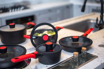 Imagem de Jogo de 4 Panelas Antiaderentes Em Mármore Autêntico Chef