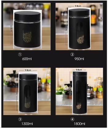 Imagem de Jogo De 4 Potes Hermético Mantimentos Com Visor 4 Peças Preto