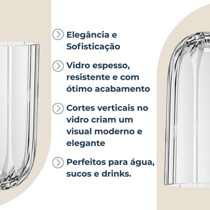 Imagem de Jogo de 6 Copos Alto em Vidro Canelado Refinatto 400ml