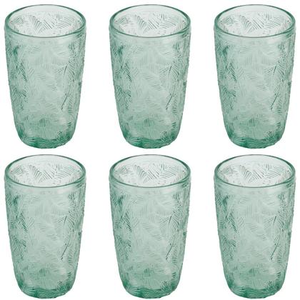 Imagem de Jogo De 6 Copos Altos 380ml Folhas Verde Dolce Home