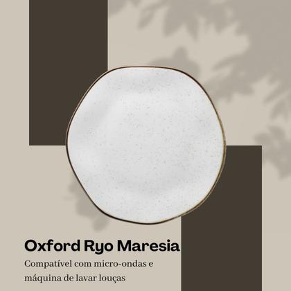 Imagem de Jogo De 6 Pratos Rasos Oxford Ryo Maresia 27,5cm Branco e Marrom