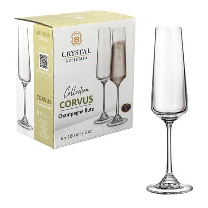 Imagem de Jogo de 6 taças de cristal de champanhe corvus 160ml bohemia