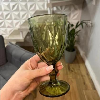 Imagem de Jogo de 6 Taças de Vidro para Agua Suco Vinho e Drinks Diamond Verde 235ml