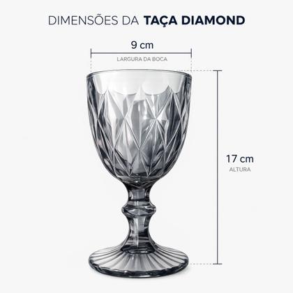 Imagem de Jogo De 6 Taças Vidro Linha Diamond Kit 330ml Fumê Flux 17cm