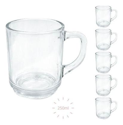 Imagem de Jogo De 6 Xicara De Café Chá 250 Ml Praticasa Caneca Vidro