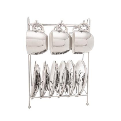 Imagem de Jogo De 6 Xícaras 90ml Café Porcelana Suporte Prata Versa Wolff