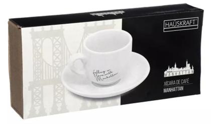 Imagem de Jogo de 6 xícaras café porcelana com pires 90mlmanhattan