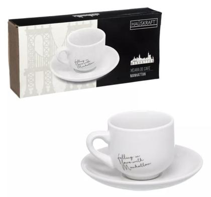 Imagem de Jogo de 6 xícaras café porcelana com pires 90mlmanhattan