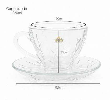 Imagem de Jogo de 6 Xícaras com Pires de Café e Chá 220ml