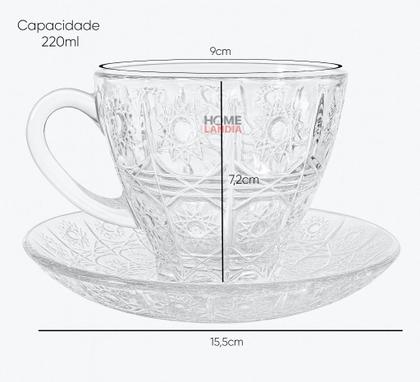Imagem de Jogo de 6 Xícaras com Pires de Café e Chá 220ml