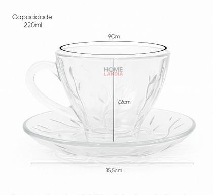 Imagem de Jogo de 6 Xícaras com Pires de Café e Chá 220ml