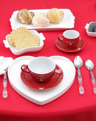 Imagem de Jogo De 6 Xicaras De Café 90ml Porcelana Com Pires Lamour Vm