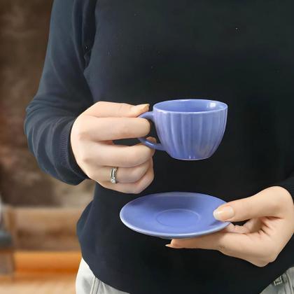 Imagem de Jogo De 6 Xícaras De Cerãmica Com Pires Café Chá 90ml