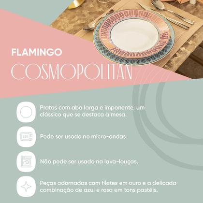 Imagem de Jogo de 6 Xícaras de Chá 240ml c/Pires Flamingo Cosmopolitan