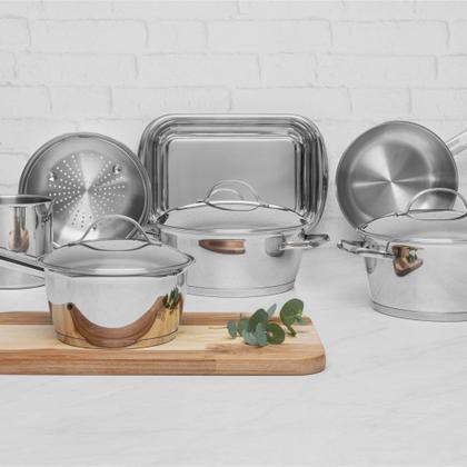 Imagem de Jogo de 7 Panelas em Aço Inox com Fundo Triplo Allegra - Tramontina