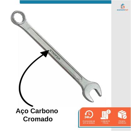 Imagem de Jogo de 8 Peças Chave Combinada Cromada Ajuste Aperto 6 a 17mm