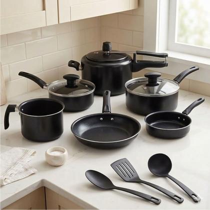 Imagem de Jogo de 9 Panelas Antiaderente Teflon com Panela de pressão Cozinha Completa